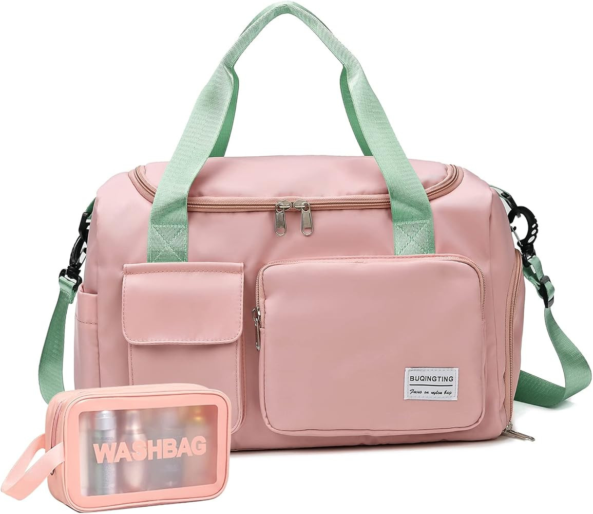 Small Gym Bag for Women, Travel Duffle Bag Carry On Weekender Bag with Shoe Compartment | Amazon (US)