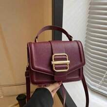 1pc Fashionable Burgundy Mini Handbag With Metal Decor, Suitable For Women's Daily Use And Gifting, Merry Fashionable Burgundy Bag | SHEIN