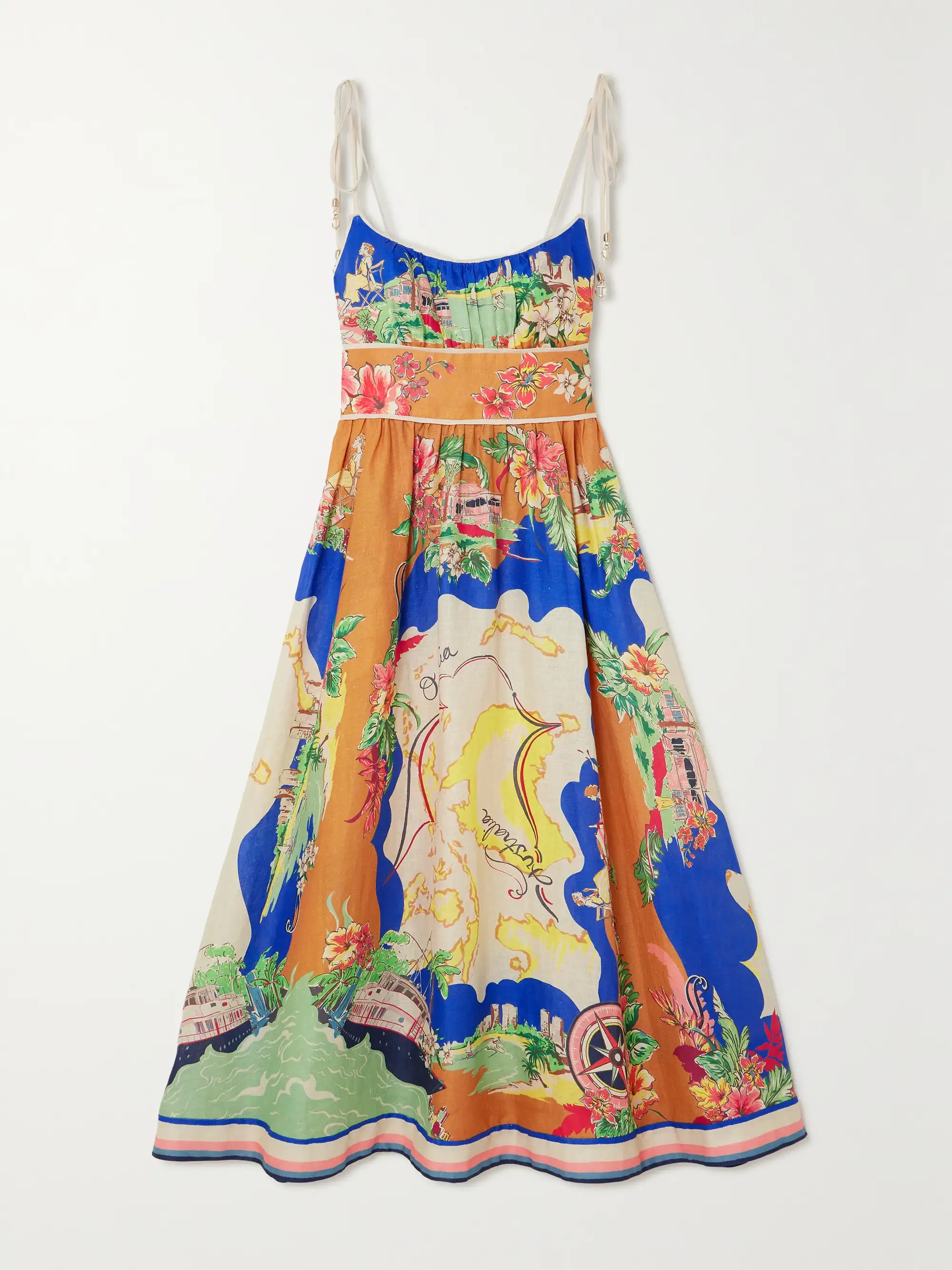 + NET SUSTAIN Alight gathered printed linen midi dress | NET-A-PORTER APAC