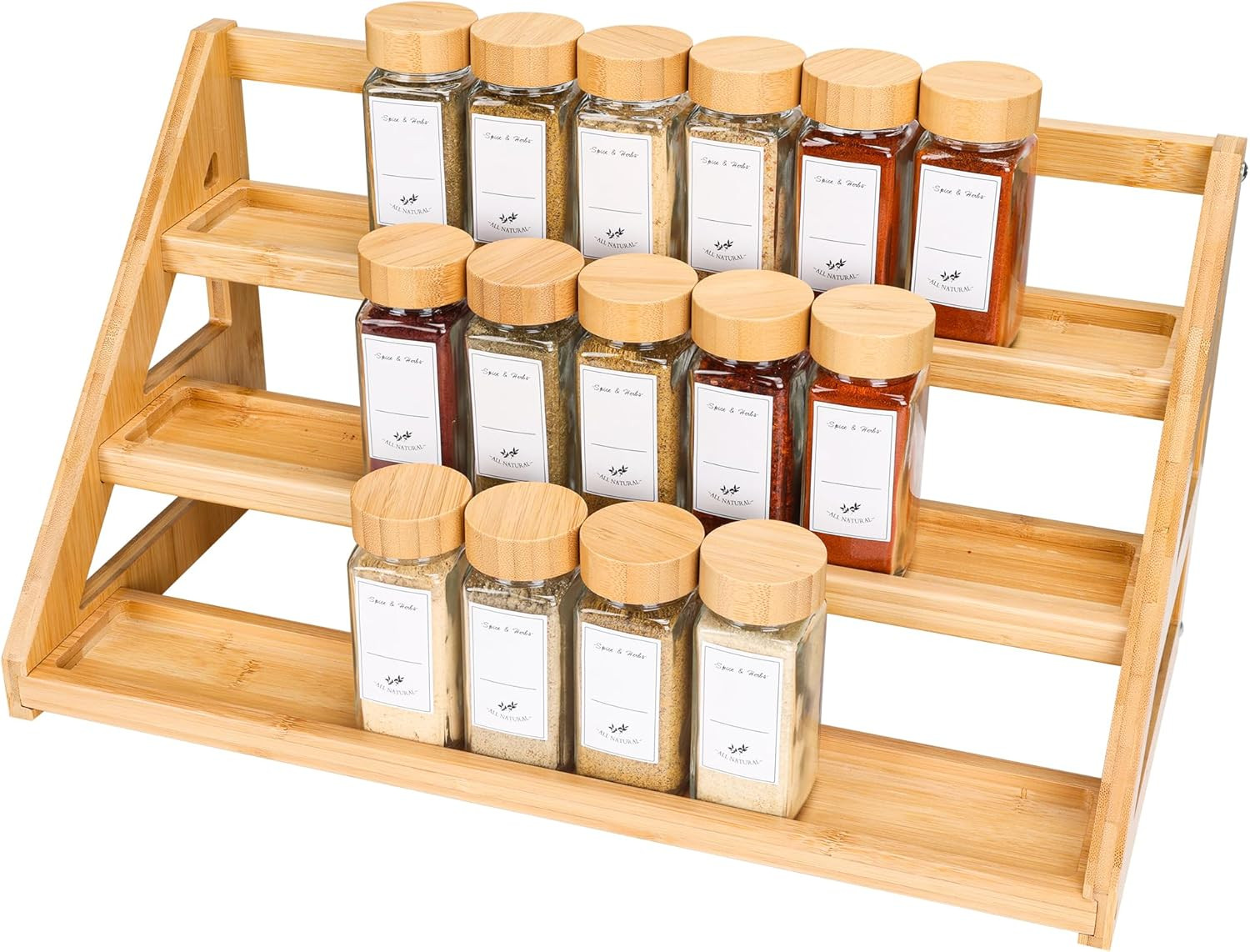 Bamboo Tiered Spice Rack, for Countertop Spice Organizer for Pantry Spice Shelf Organizer Kitchen... | Amazon (US)