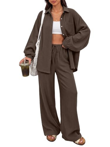 LILLUSORY Womens 2 Piece Linen-feel Matching Lounge Sets Fall Outfits | Amazon (US)