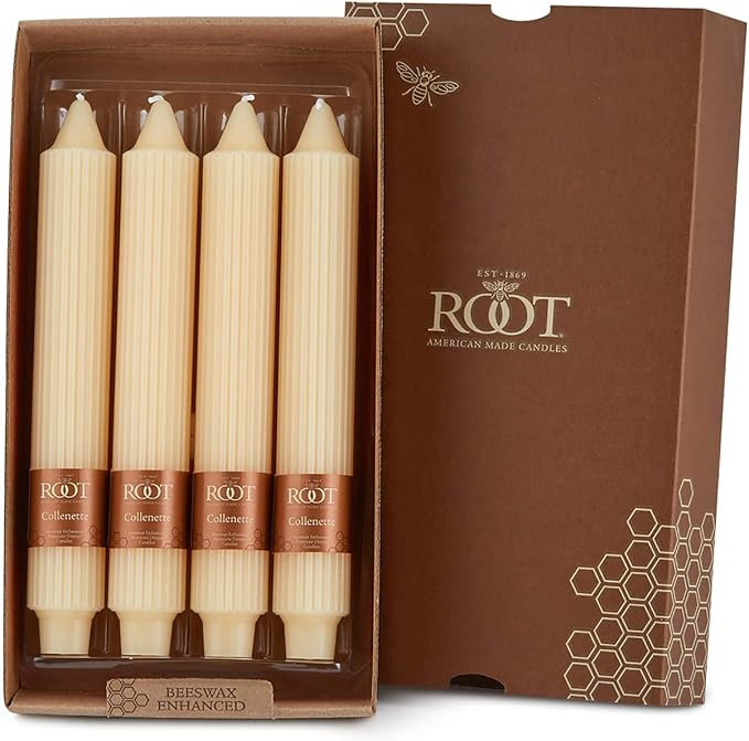 Root Candles Unscented Dinner Candles Premium Beeswax Blend Boxed Candle Set, 9-Inch, Buttercream... | Amazon (US)