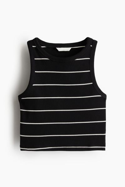 Crop Tank Top - Sleeveless - Crop - Black/striped - Ladies | H&M US | H&M (US + CA)