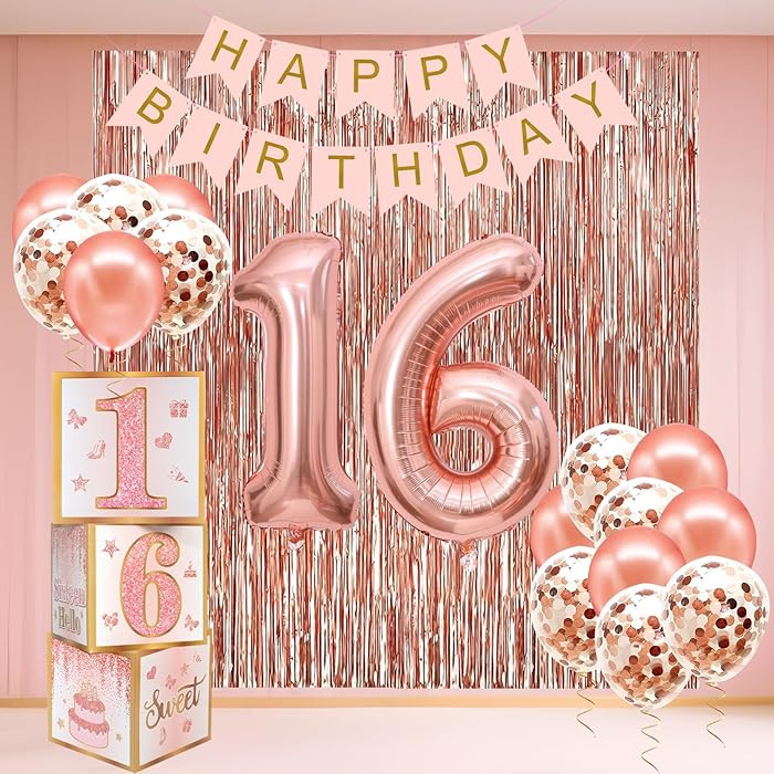 Sweet 16 Party Decorations,16th Birthday Boxes Decor for Girls Women Sweet Sixteen Happy Birthday... | Amazon (US)