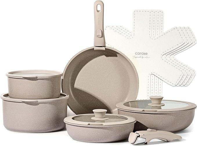 CAROTE 15pcs Pots and Pans Set, Nonstick Cookware Set Detachable Handle, Induction Kitchen Cookwa... | Amazon (US)