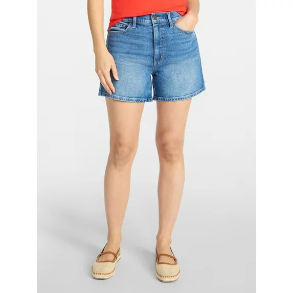 Time and Tru Women's High Rise Denim Shorts, 5" Inseam, Sizes 0-20 | Walmart (US)