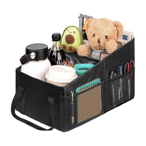 Car Organizer, Car Backseat Organizer for kids, Car Organizer with Divide, Handles and Multiple Mesh Pockets, Passenger Seat Organizer, Travel Accessories Collapsible Small Car Seat Storage Caddy | Amazon (US)