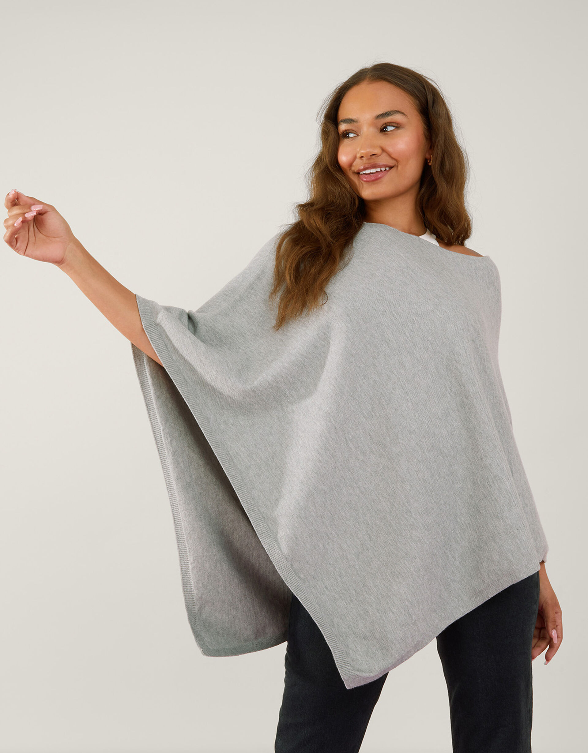 Knit Poncho Grey | Accessorize (Global)