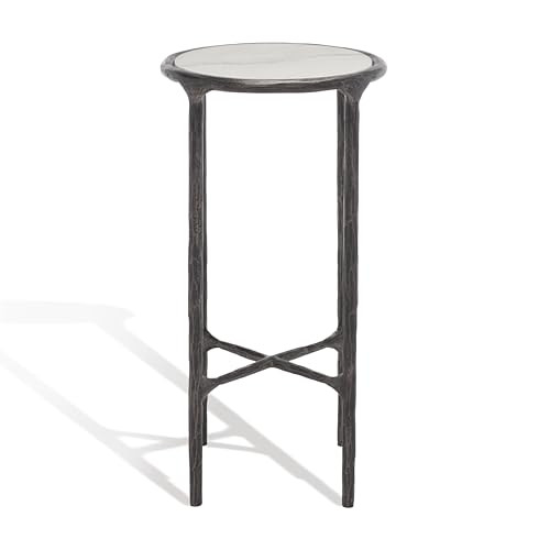 SAFAVIEH Couture Collection Jessa Black/White Metal Tall Round End Table (Fully Assembled) | Amazon (US)