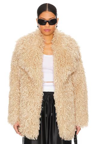 OW Collection Nora Faux Fur Jacket in Light Tan from Revolve.com | Revolve Clothing (Global)