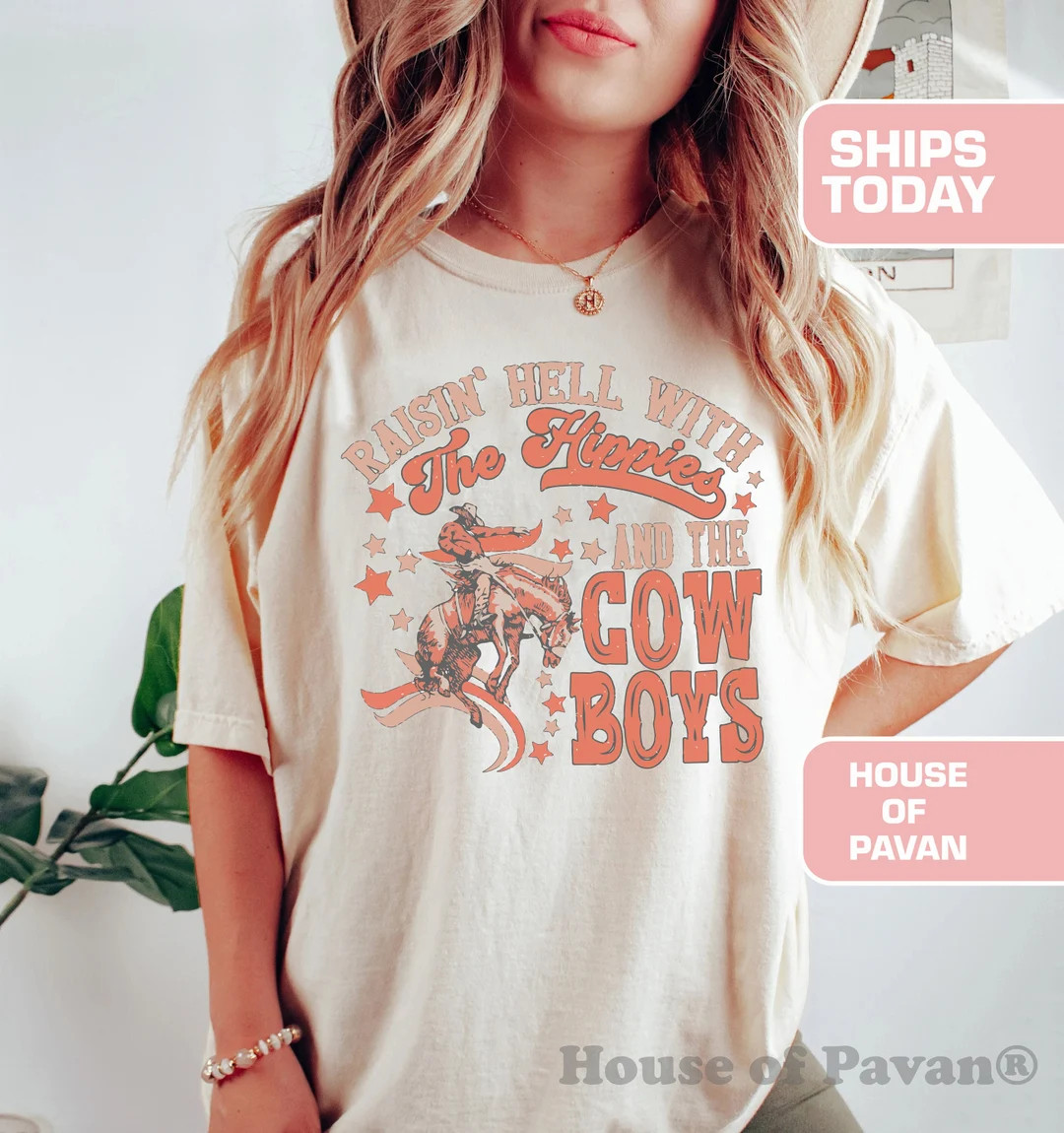 Western American Rodeo Shirt Graphic Tee Cowboy Retro Tee - Etsy | Etsy (US)
