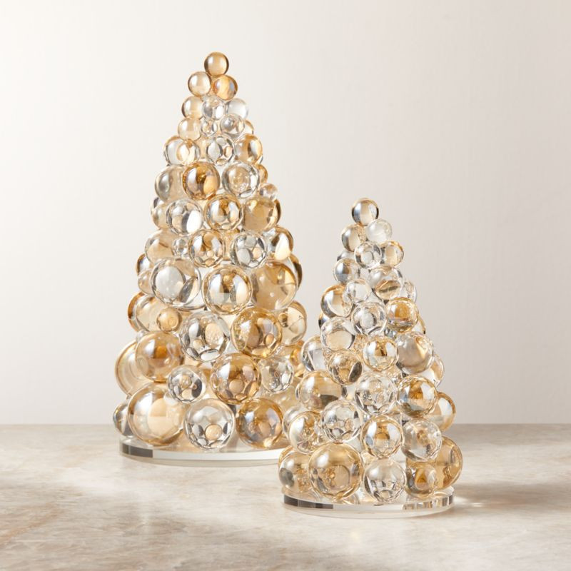 Elle Clear and Amber Crystal Christmas Tree Figures | CB2 | CB2