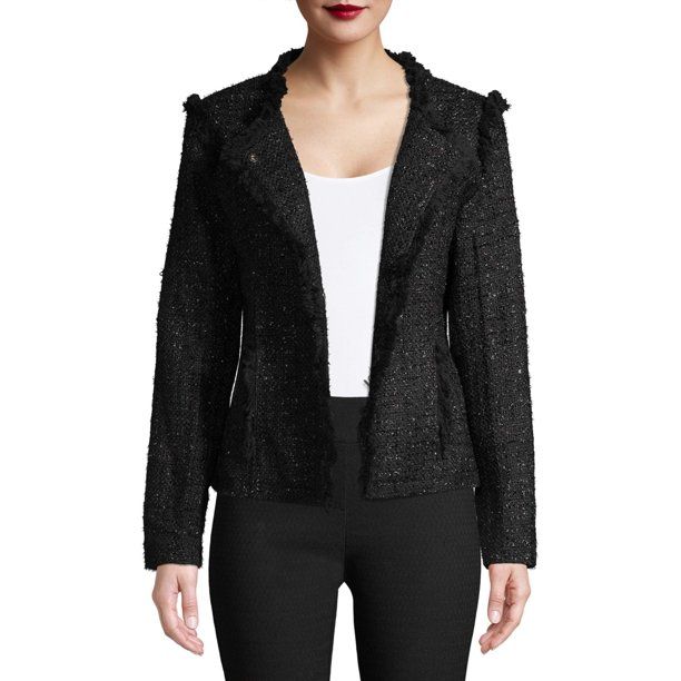 Women's Structured Tweed Jacket | Walmart (US)