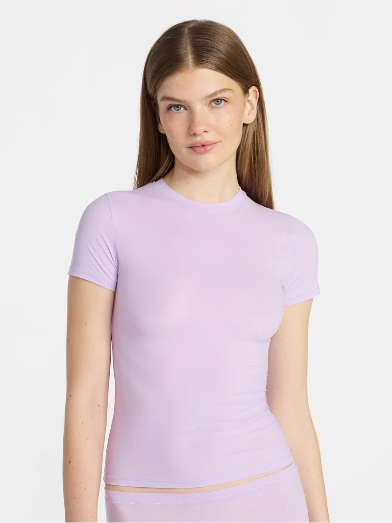 No Boundaries Fit Stretch Tee with Short Sleeves, Women's XS-XXXL | Walmart (US)