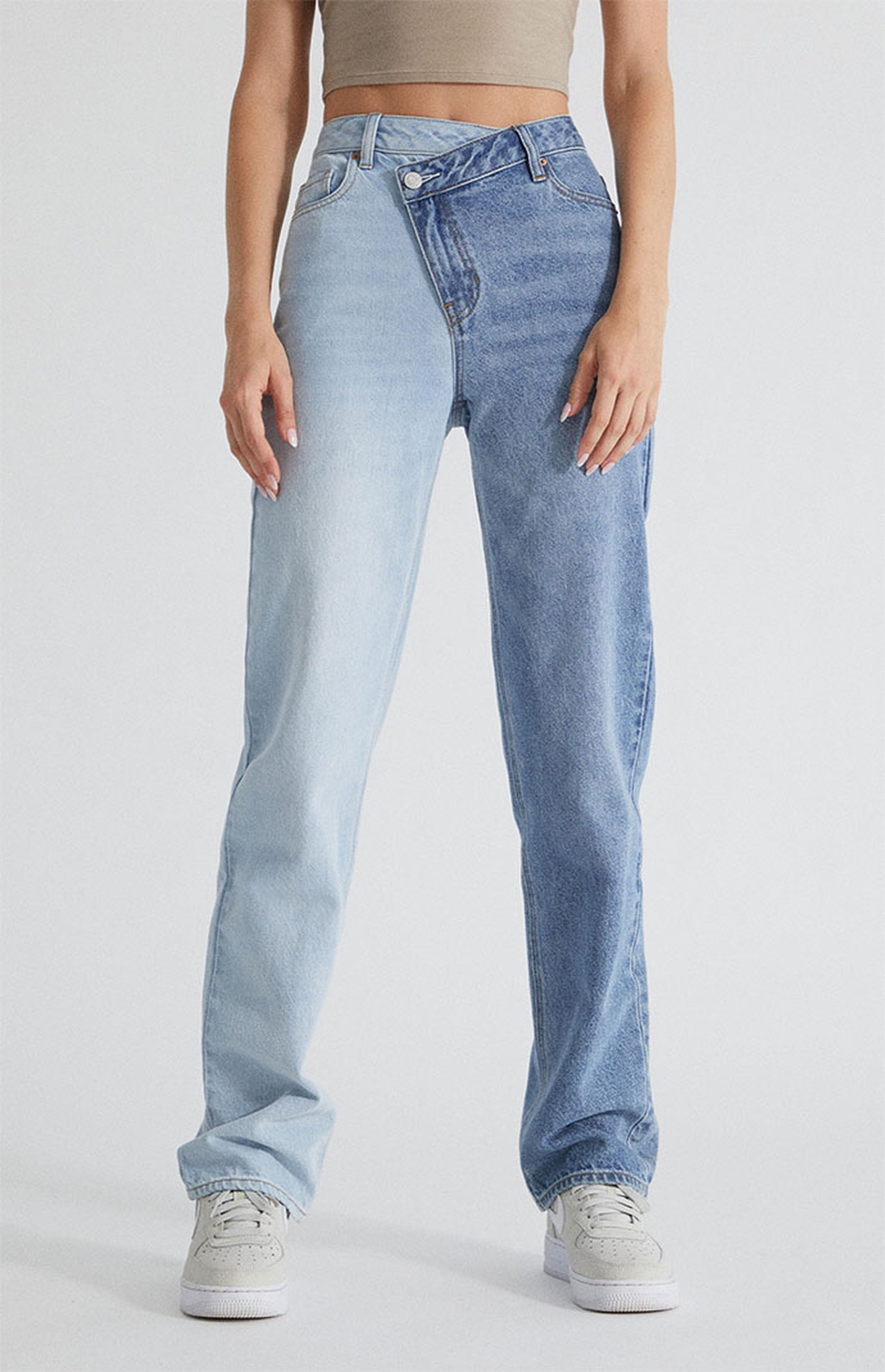 PacSun Eco Two-Tone Asymmetrical Boyfriend Jeans | PacSun