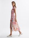 Reiss Pink Ivy Floral Print Midi Dress | Reiss UK