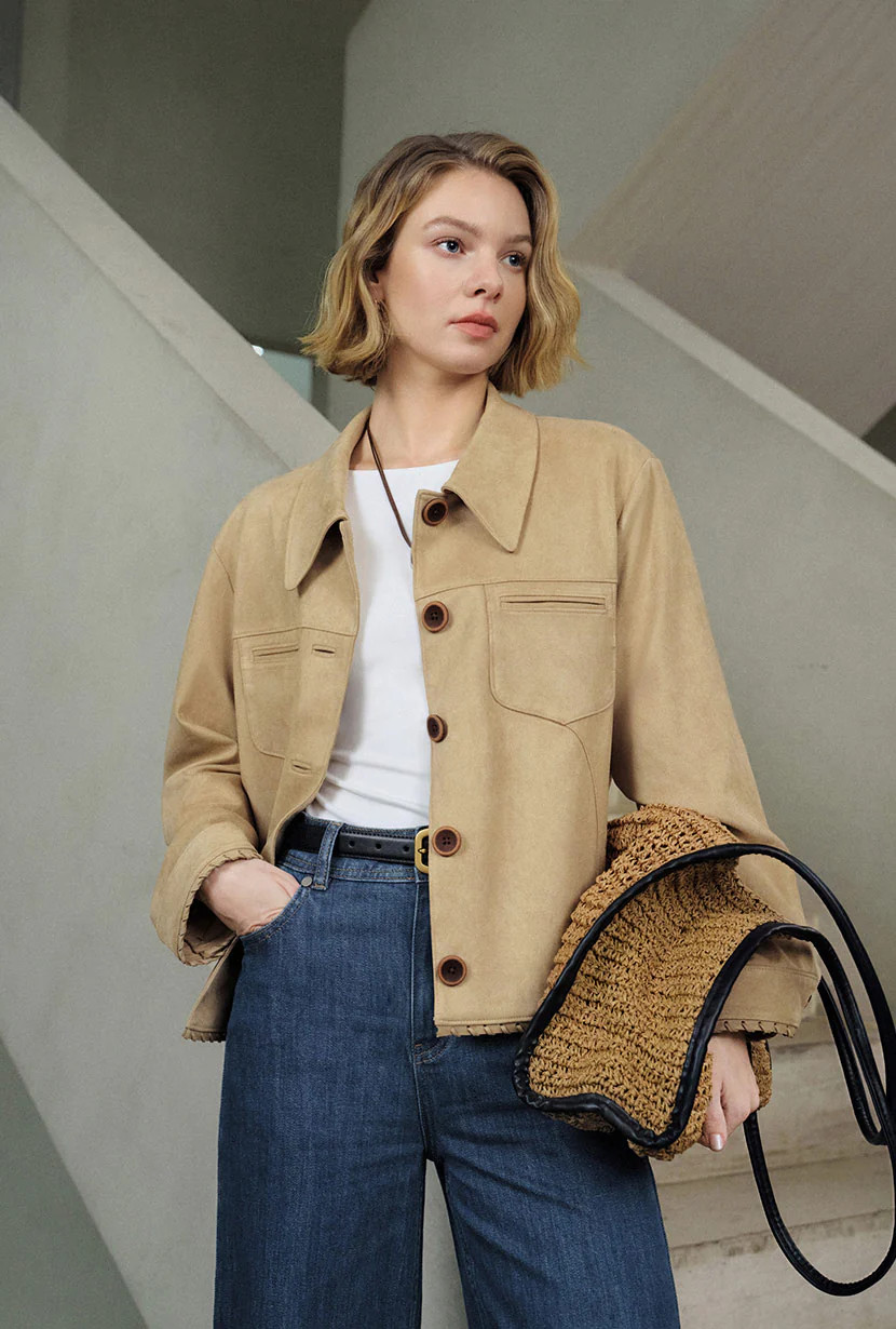 Chiara Suede Jacket - Camel | Petite Studio NYC