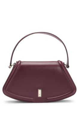 Leather shoulder bag with signature hardware- Dark Red Women's Shoulder bags size pcs. | Hugo Boss (US)
