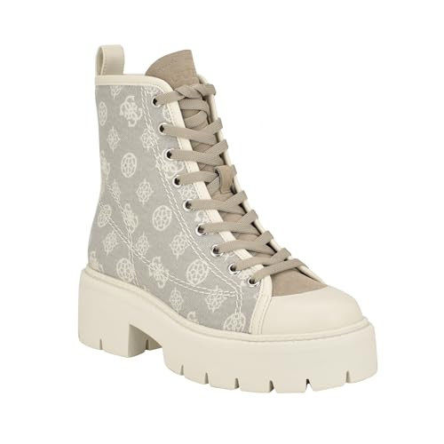 GUESS Women's Shutter Combat Boot, Ivory Logo Multi, 9.5 | Amazon (US)