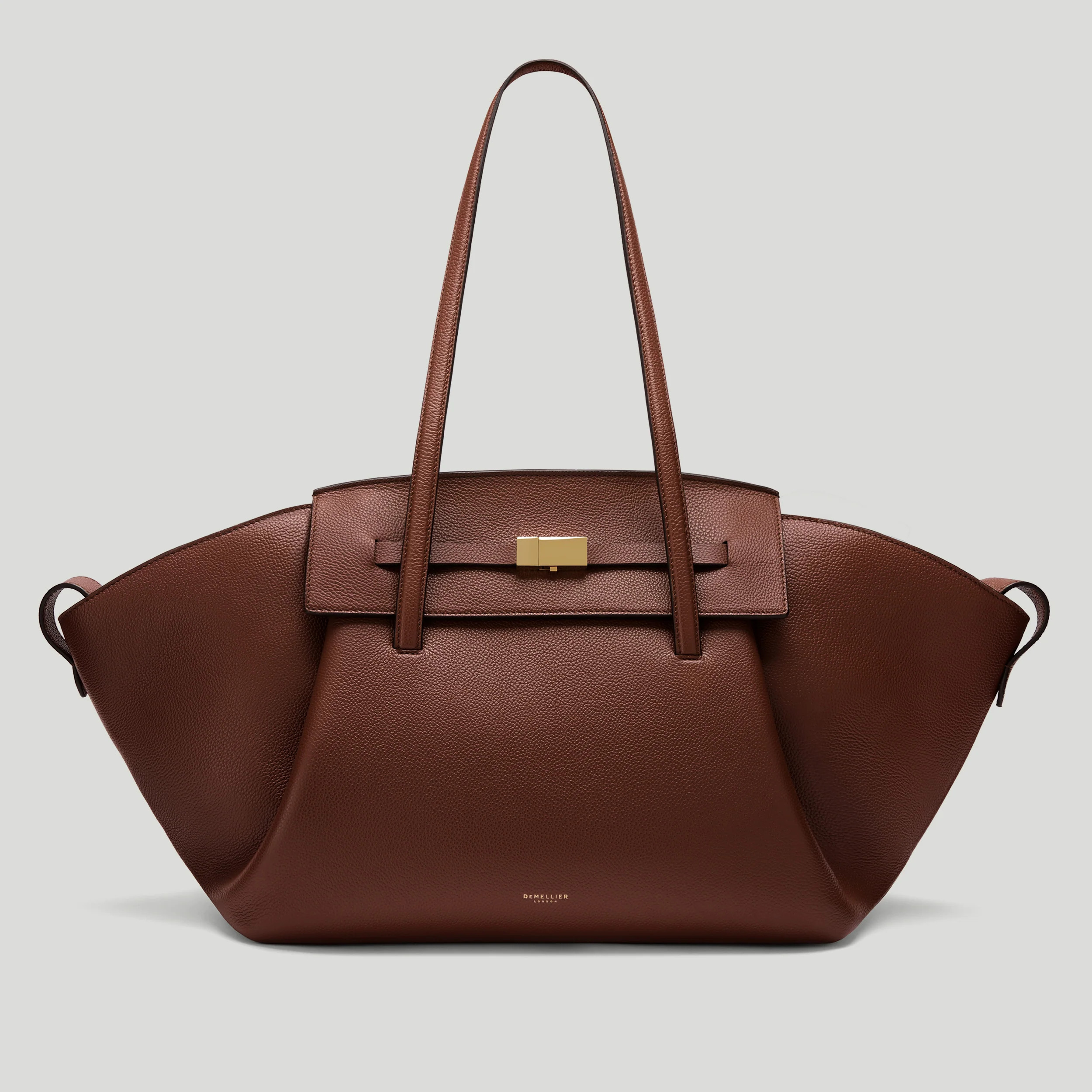 DeMellier The Brooklyn in Warm Brown Small Grain Leather Tote & Work bag | DeMellier