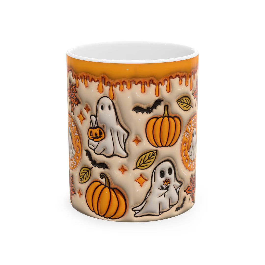 Halloween Mug, Spooky Ghost Vibes, Pumpkin Spice Coffee Lover Gift, Autumn Fall Novelty Present, ... | Etsy (US)