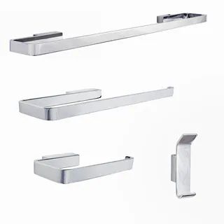 Sure-Loc Modern Polished Chrome 4-piece Bathroom Accessory as individual or as a set - Silver/Tow... | Overstock