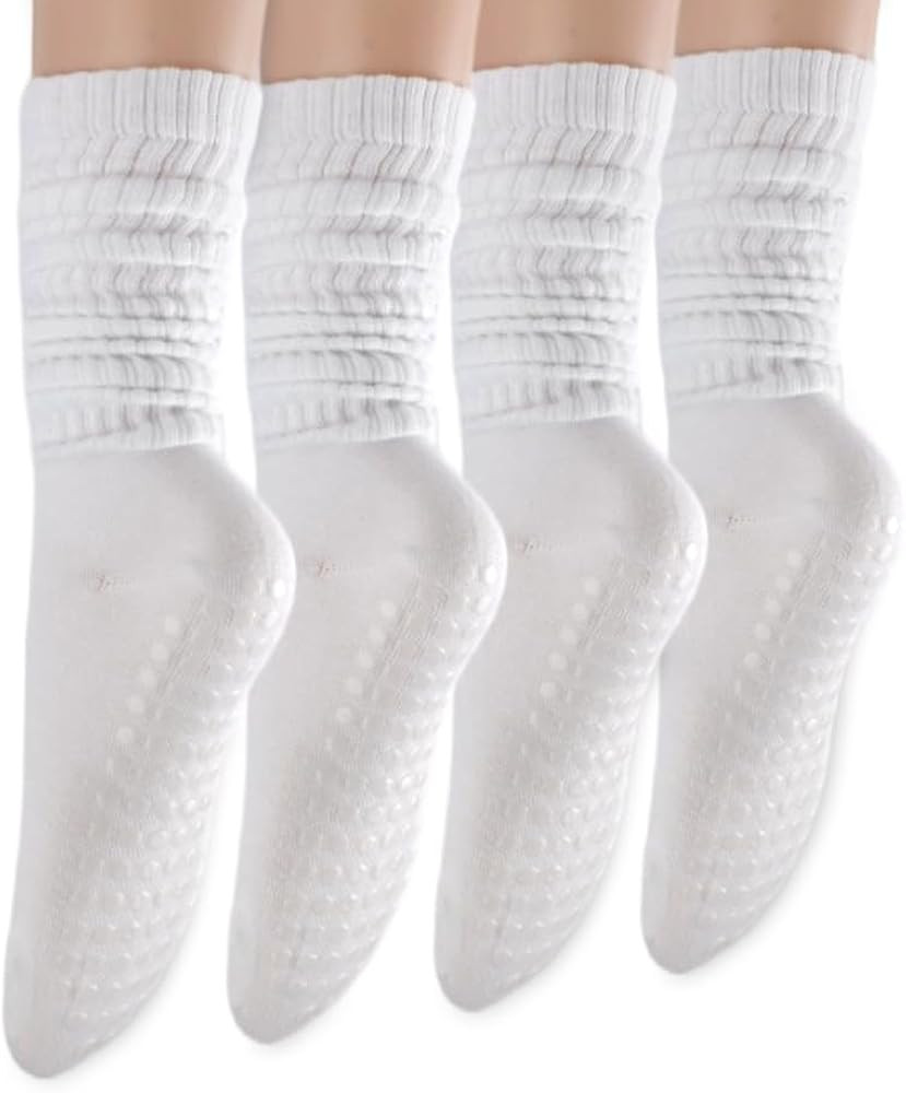 Slouch Pilates Socks for Women: 4 Pack Long Pilates Outfits for Girl - Knee High Yoga Grip Scrunc... | Amazon (US)