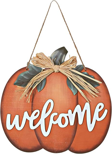 Amazon.com : Fall Pumpkin Welcome Sign Wood Pumpkin Welcome Sign Decorative Pumpkin Wooden Sign W... | Amazon (US)