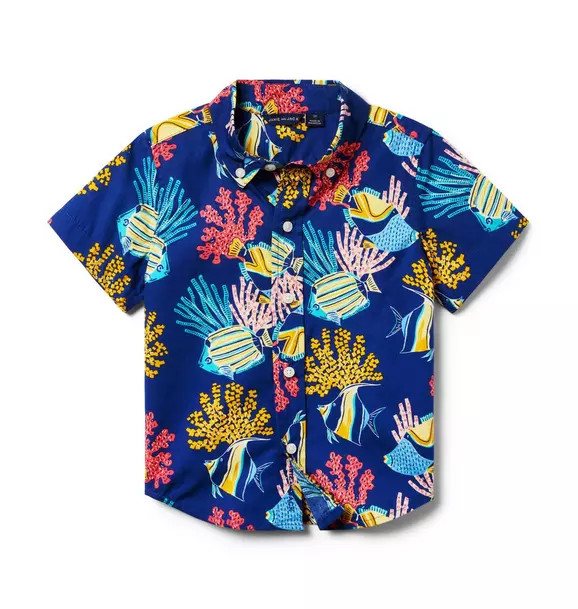 Coral Fish Poplin Shirt | Janie and Jack