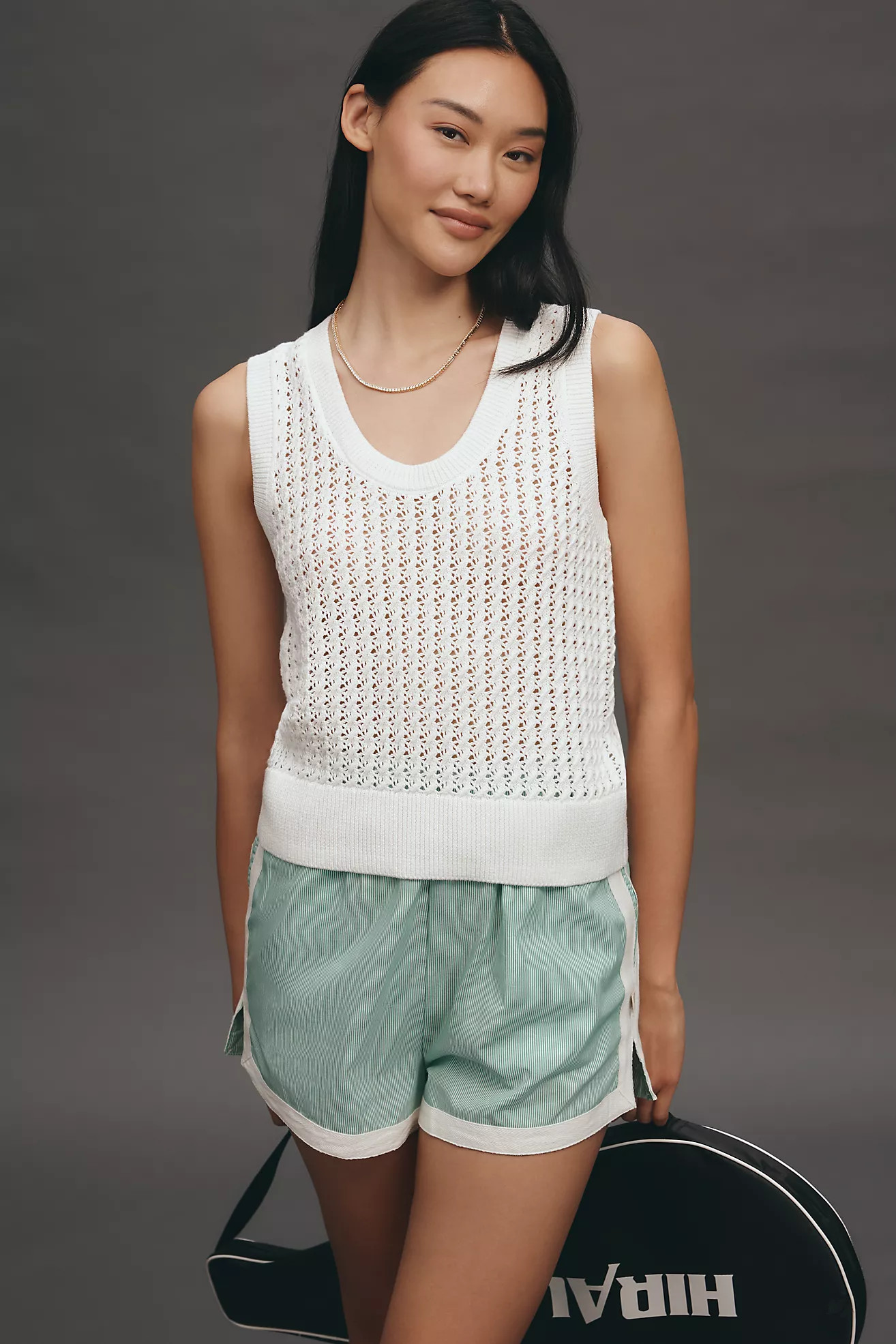 Varley Ferns Cotton Open-Knit Scoop-Neck Tank Top | Anthropologie (US)
