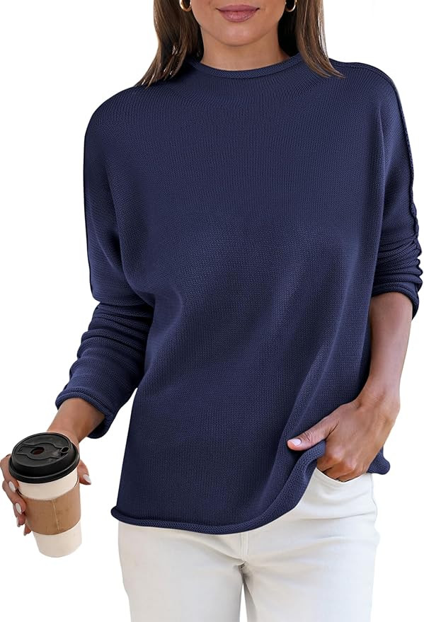 ANRABESS Women Casual Long Sleeve Mock Funnel Neck Knit Pullover Sweater Top 2025 Fall Fashion Ou... | Amazon (US)