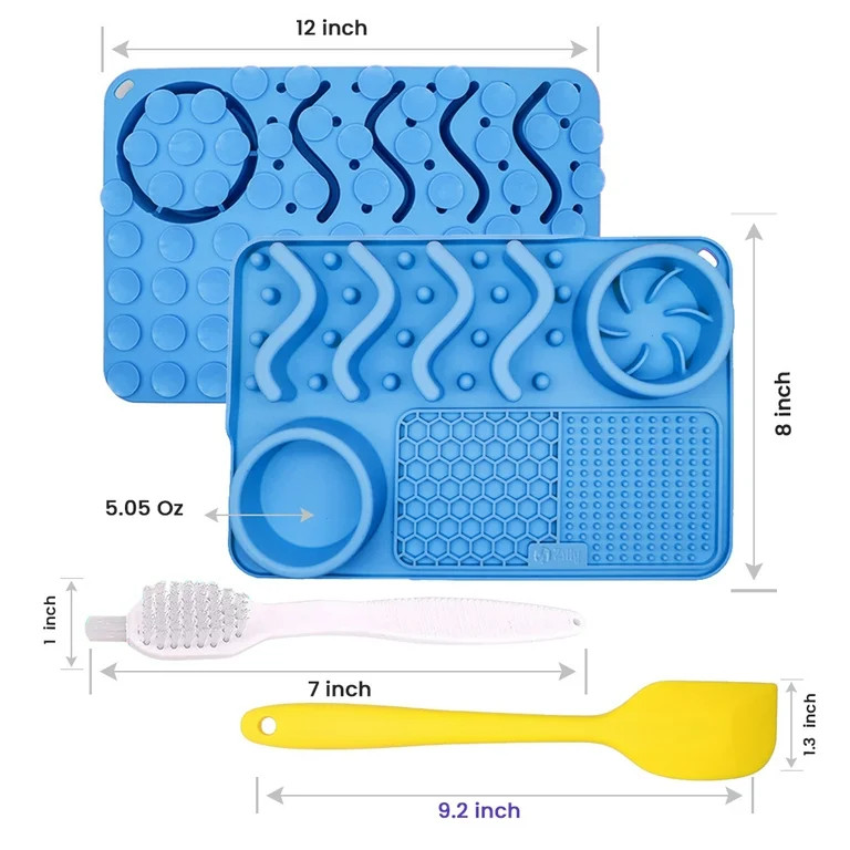 Zilly Slow Feeder Dog Food Mat, Lick Mat for Small Dogs and Cats - Slow Feeder Bowl, (Blue) | Walmart (US)