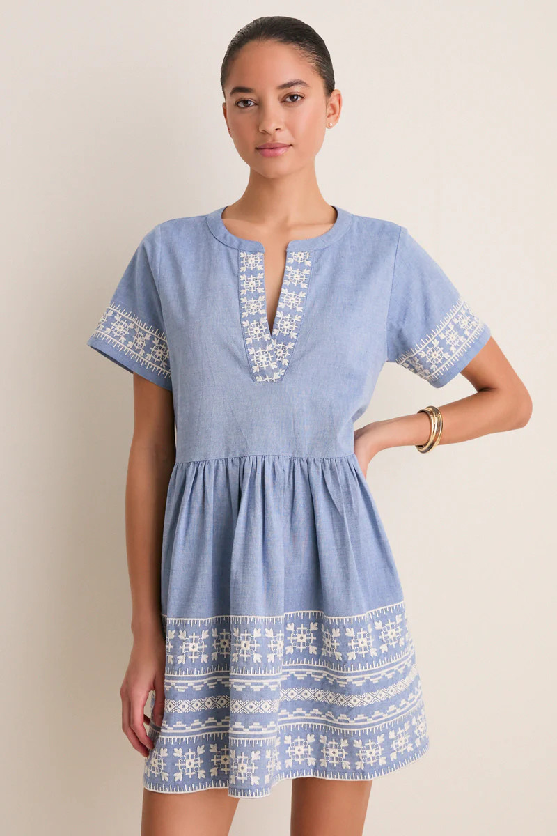 Chambray Embroidered Naples Mini Dress | Tuckernuck (US)