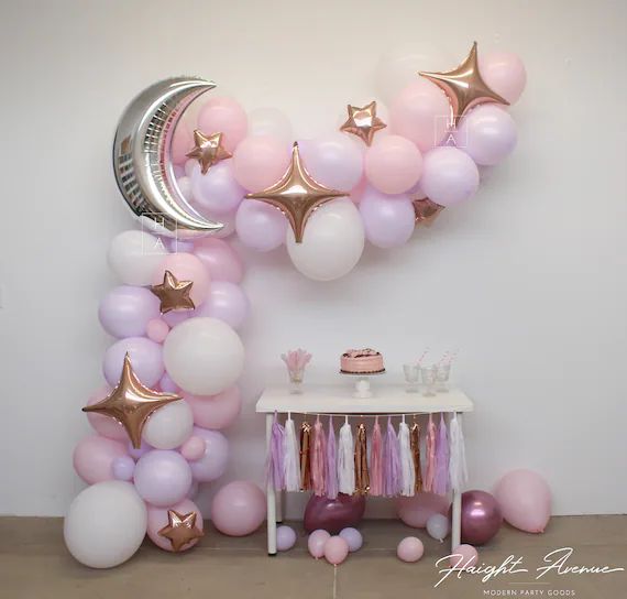 Moon and Star Balloon Garland Kit | Purple, Pink and Rose Gold. Perfect for Over the Moon & Twink... | Etsy (US)