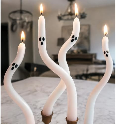 Halloween Decorations Indoor - 4 Pack Cute Ghost Taper Candles - Halloween Centerpieces for Table... | Amazon (US)