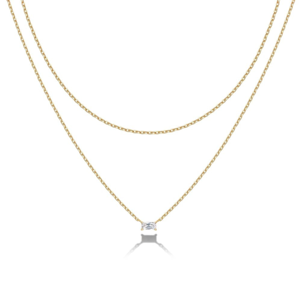 PAVOI 14K Gold Plated Layering Necklaces | Stylish Minimalist Design Pendant Necklaces | Bar, Lot... | Amazon (US)