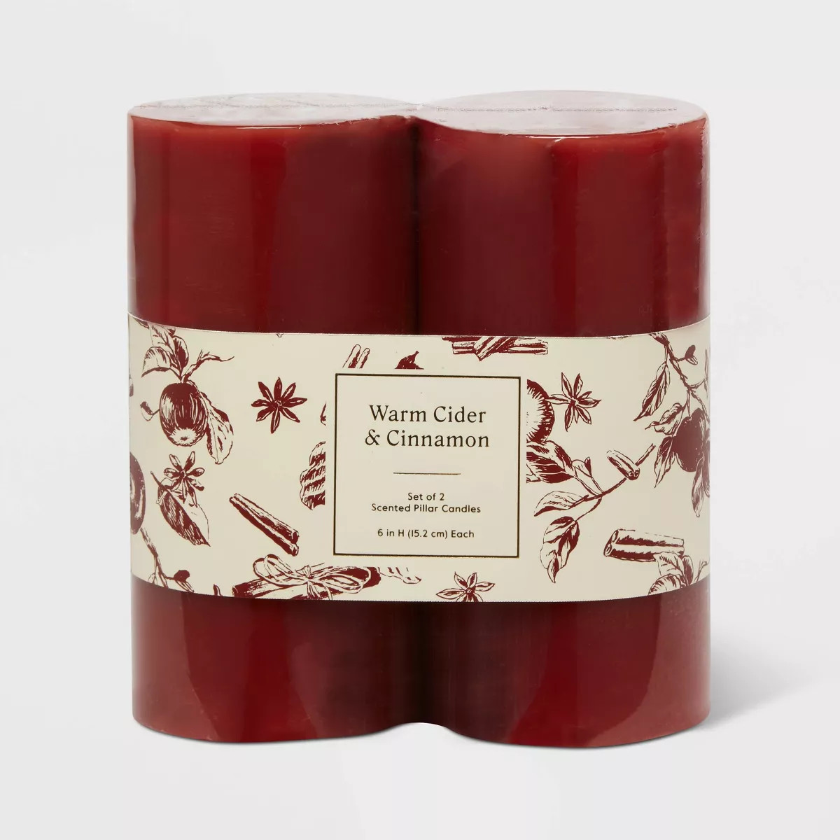 2pk Pillars Warm Cider & Cinnamon Red - Threshold™ | Target