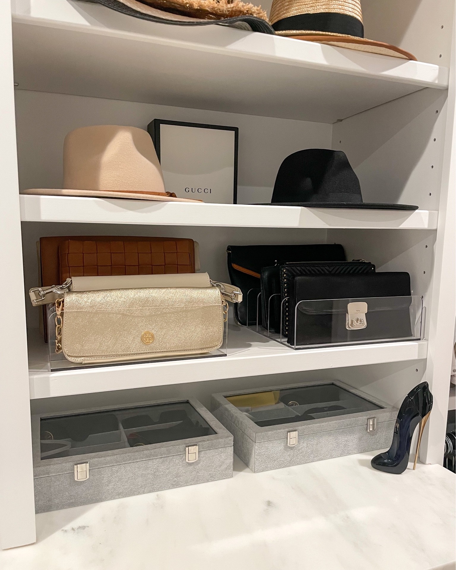 Closet organizing 🏡 

• clutch organizer, sunglasses organizer, jewelry organizer, Amazon finds, home finds, acrylic organizers, fall hats  

#LTKunder100 #LTKhome #LTKunder50