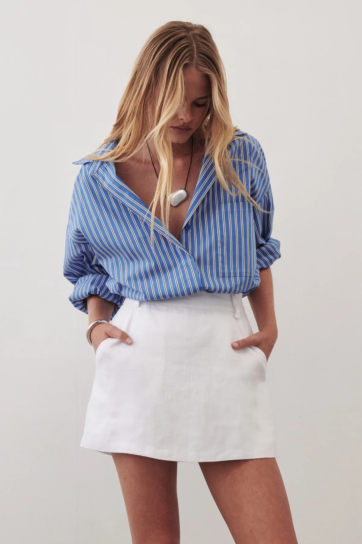 MISHA AZURE STRIPE SHIRT | DISSH