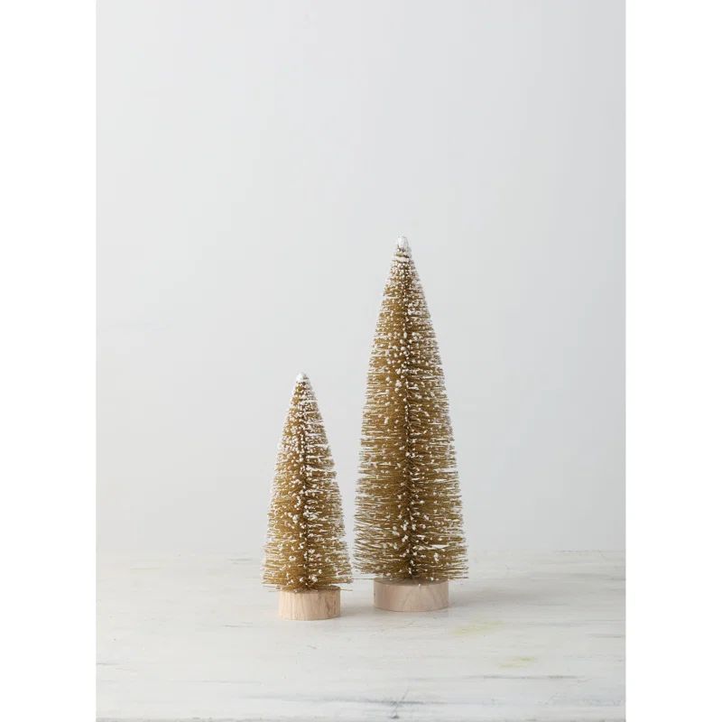 2 Piece Bottle Brush Set with Snow Tabletop Tree | Wayfair North America