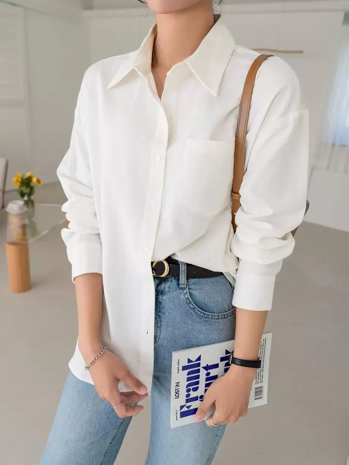 DAZY Camisa Corrigido Bolso Ombro caído | SHEIN