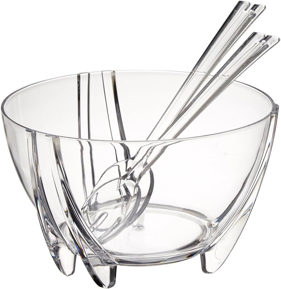 Prodyne Acrylic Salad Bowl with Servers, Clear,6 quarts | Amazon (US)