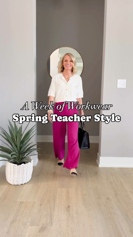 A week of workwear- Spring teacher style 
Outfit 1: pants-xs || shirt- small || shoes- 7.5
Outfit 2: shirt- xs || skirt- 0 || blazer- xs (code: THRIFTYWIFE10) || shoes- TTS
Outfit 3: Top-xs || pants- 0/petite 
Outfit 4: Top- out of stock, linked similar || pants- small || jacket- xs || shoes- TTS 
Outfit 5: shirt- xs || pants- small/regular || blazer- xs


#LTKworkwear #LTKstyletip #LTKVideo