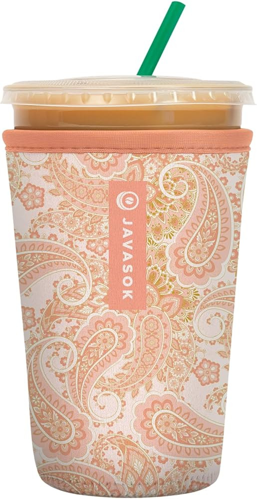 Sok It JavaSok Iced Coffee & Cold Soda Insulated Neoprene Cup Sleeve (Paisley Dreams, Medium: 22-... | Amazon (US)