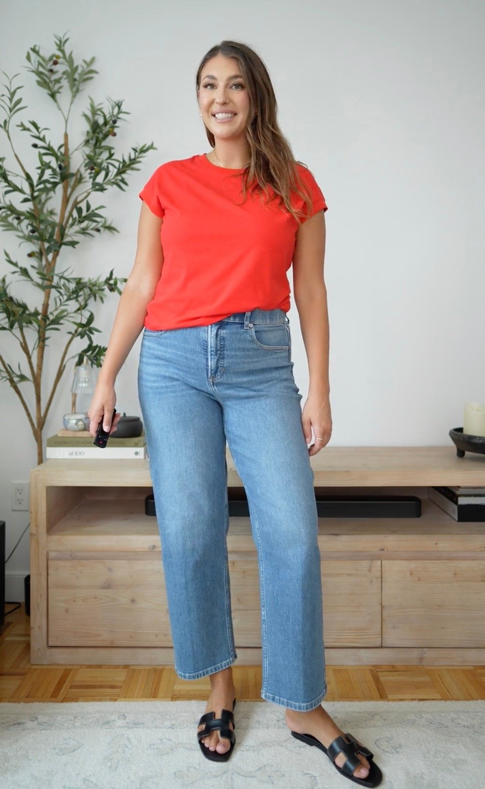 A pop of red makes classic denim feel instantly fresh. Paired with light wash jeans and black slide sandals, this is such an easy everyday look for late summer and early fall.

red tee outfit, light wash jeans, straight leg denim, casual fall outfit, black sandals, everyday outfit, transitional style, elevated basics

#LTKootd #LTKMidsize #LTKTall