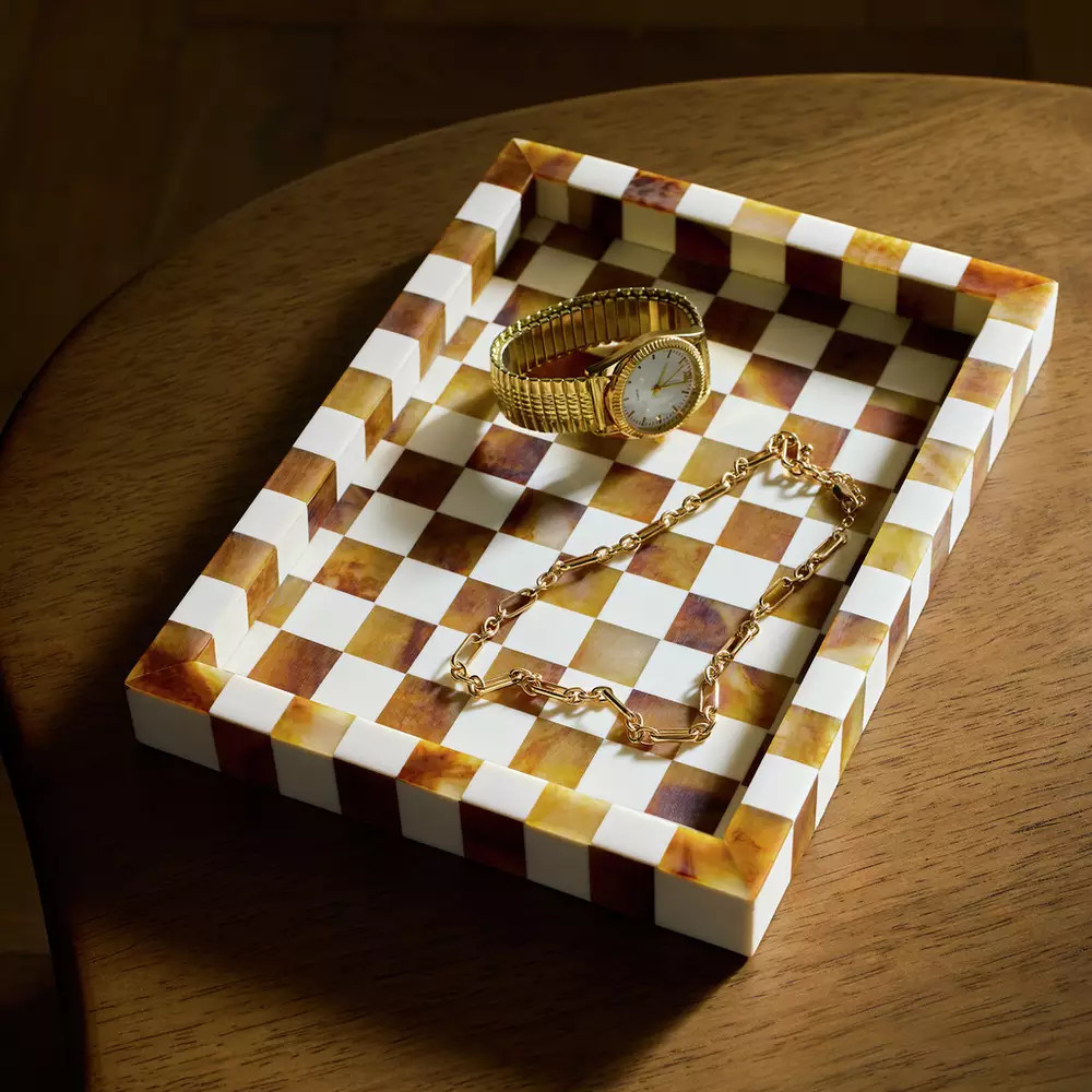 Buy Habitat Checkered Trinket Tray - Brown | Jewellery boxes and hangers | Argos | argos.co.uk