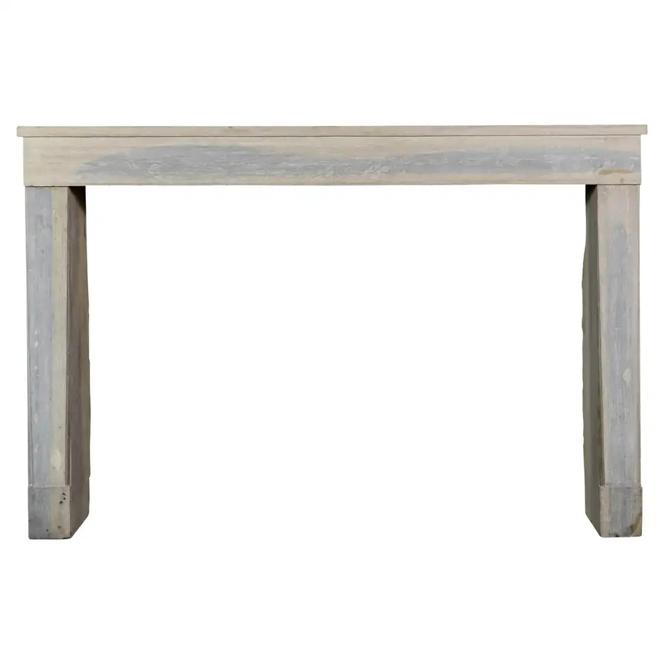 Timeless French Bicolor Limestone Vintage Fireplace Surround | 1stDibs