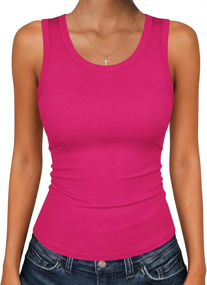 Racerback Tee Shirts, Slim Wide Strap Tanks, Casual Spring Summer Clothes, Layering Shirt for Wor... | Amazon (US)