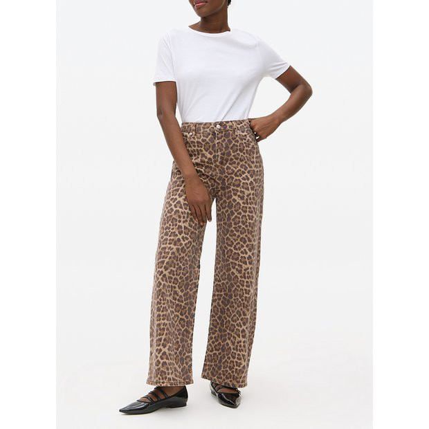 Brown Leopard Print Denim Co-ord Wide Leg Jeans 18S | argos.co.uk