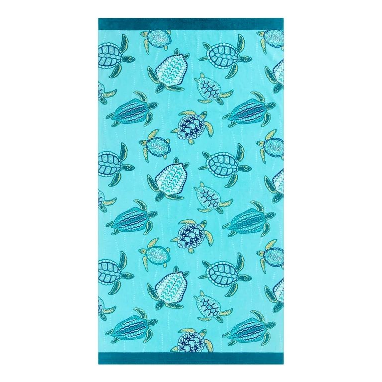 Mainstays Cotton Blend Sea Turtles Multi-Color Beach Towel, 34" X 64" | Walmart (US)